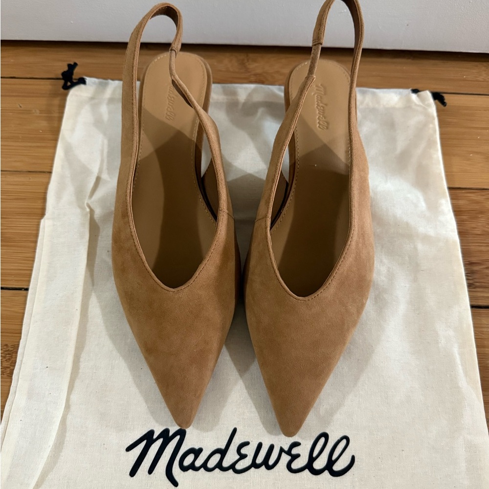 Madewell Tan Kitten Heel Slingback Shoes
